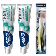 冷酸灵护龈洁齿抗敏牙膏140g*2+健齿先锋牙刷双支装