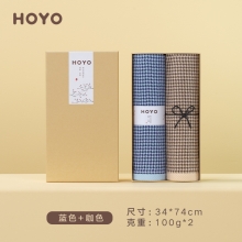 HOYO千鸟格樱花礼盒毛巾两件套7098（毛巾2条）