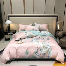 雅鹿-60支贡缎长绒棉印花四件套YLZZLY26（花色：恬淡雅致）