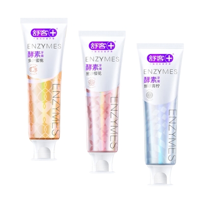 舒客酵素牙膏（樱花味+蜜桃味+青柠味）120g*3支美白牙齿 口气清新 新老包装随机发货