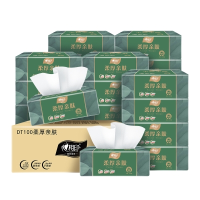 DT100（箱装）柔厚亲肤三层100抽18包塑装纸面 718014