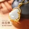 周六福S925银和田白玉白玉佛吊坠 ZLFY04985