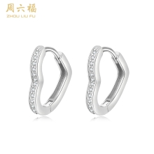 周六福S925银爱心耳钉 ZLFJ092056