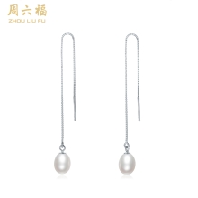 周六福心动之泪S925纯银耳线 ZLFX091550