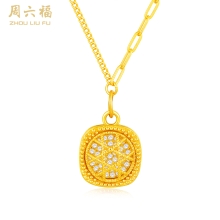周六福S925合成立方氧化锆小方糖链坠 ZLFJ061962