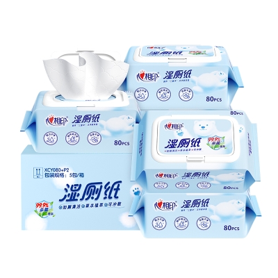 XCY080+P2（箱装）心相印湿厕纸系列80片装湿巾5包组合装 A0000879