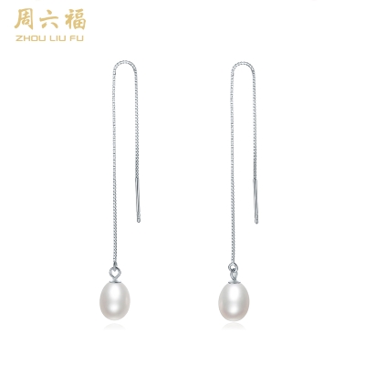 周六福心动之泪S925纯银耳线 ZLFX091550