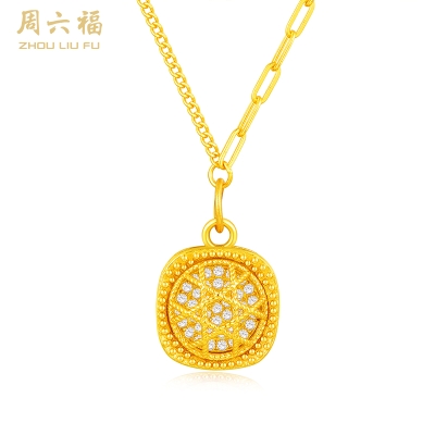 周六福S925合成立方氧化锆小方糖链坠 ZLFJ061962