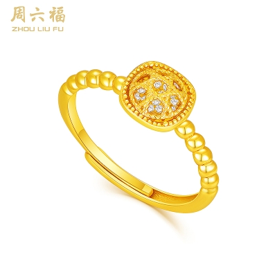 周六福S925合成立方氧化锆小方糖女戒 ZLFJ021961