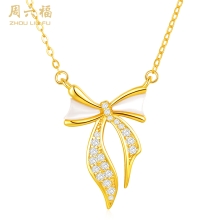 周六福翩翩小情结S925银母贝项链 ZLFJ061615