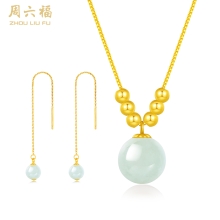 周六福翡翠明珠项链（18K金珠） ZLFY061935