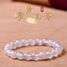 珩钻新中式雅致白泽白玛瑙手串国潮手链8mm M07