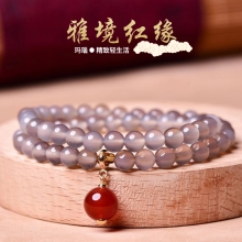 珩钻新中式国潮雅境红缘手串国风手链6mm M18
