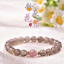 珩钻新中式国潮粉灰花语手串8mm M22