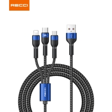 RECCI锐思RTC-T12一拖三数据线快充线USB转苹果华为安卓Type-c