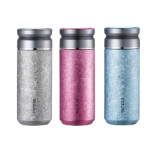 德世朗 钛享保温杯 皓月银 海棠粉 星空蓝400mL DTXB-400