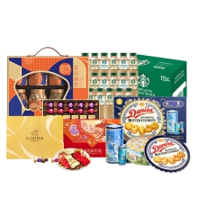 歌帝梵/皇冠/嘚啵牛/富锦/星巴克-巧克力曲奇牛肉坚果咖啡心意福启组合