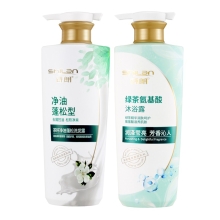 诗朗【净油蓬松】洗沐组合 茶籽洗发+绿茶沐浴 500g*2 SLTZ1000G006